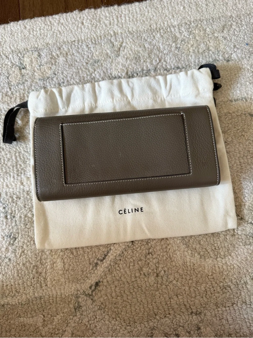 Celine Taupe Leather Fold-Over Clutch